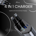 120W 4-in-1 Car Charger with Retractable Type-C Cables