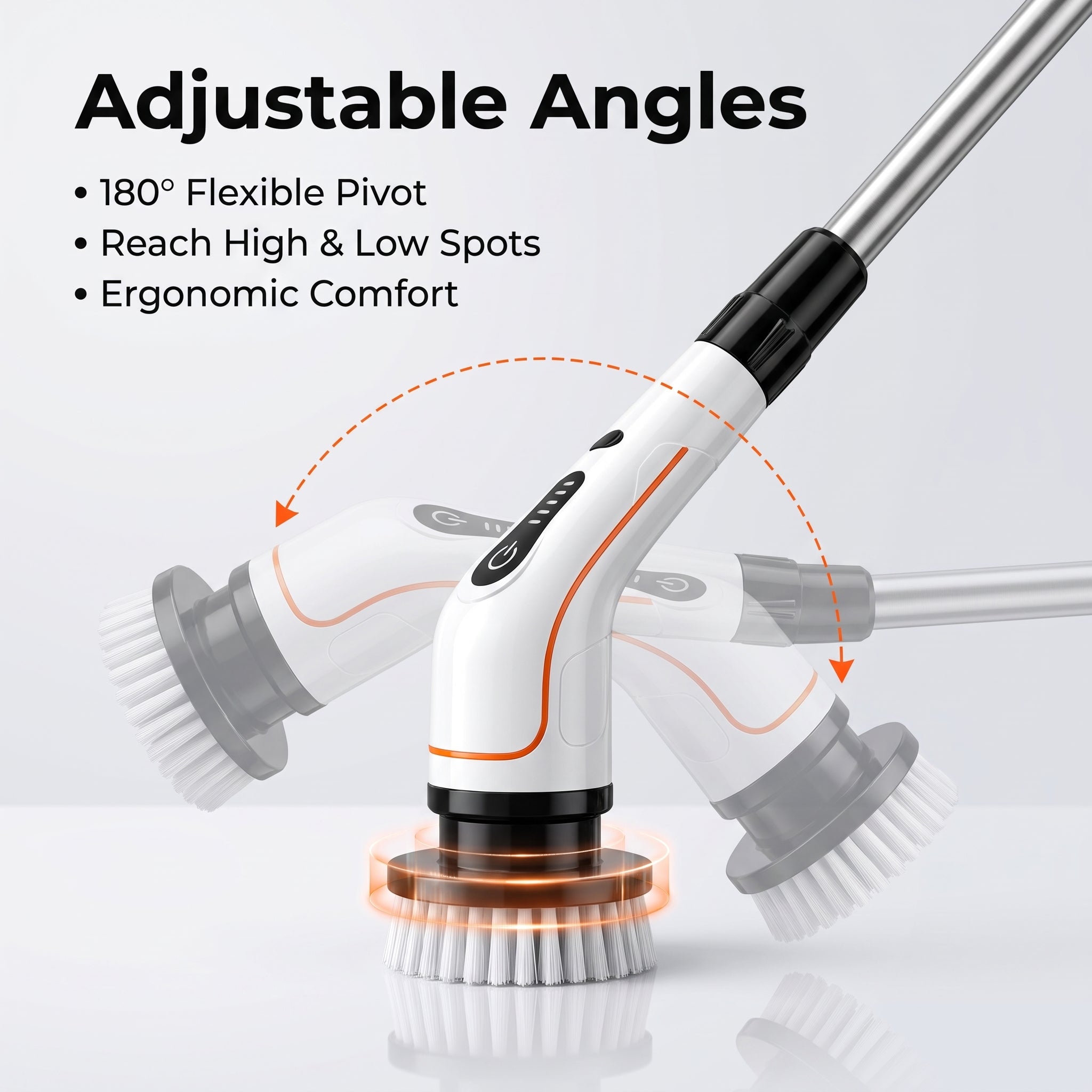 Electric Spin Scrubber, Cordless Shower & Bathroom Cleaning Brush with 8 Replaceable Heads, Extendable Handle & 2 Speeds — Waterproof Power Scrubber for Tub, Tile, Grout & Floor