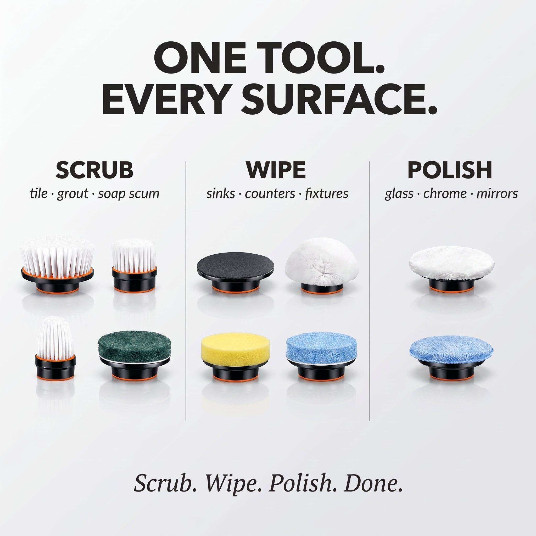 Electric Spin Scrubber, Cordless Shower & Bathroom Cleaning Brush with 8 Replaceable Heads, Extendable Handle & 2 Speeds — Waterproof Power Scrubber for Tub, Tile, Grout & Floor